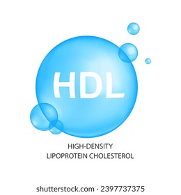 Colesterol tipo HDL. Buen concepto de colesterina. Icono de lipoproteína de alta densidad aislado en fondo blanco. Infografía médica. Ilustración del vector
