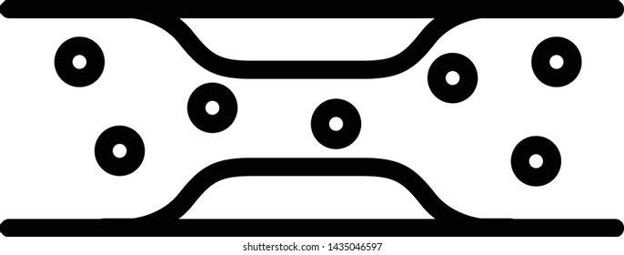Cholesterol icon, artery blocked with cholesterol, vector line illustration