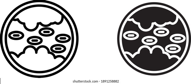 Icono de colesterol, arteria bloqueada con colesterol, ilustración de línea vectorial