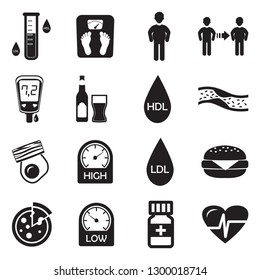 Cholesterol Icons. Black Flat Design. Vector Illustration.