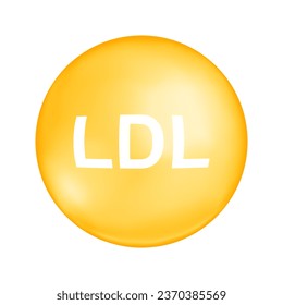 Cholesterol LDL type. Bad cholesterin yellow bubble. Low density lipoprotein icon isolated on white background. Medical infographic. Vector illustration.