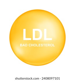Cholesterol LDL type. Bad cholesterin bubble. Low density lipoprotein icon isolated on white background. Medical infographic. Vector cartoon illustration.