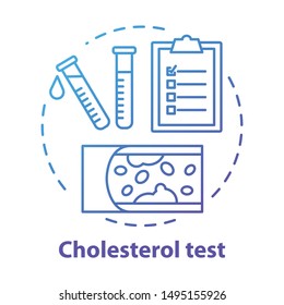 Cholesterol level lab equipment concept icon. Checking fat blocked arteries idea thin line illustration. Atherosclerosis symptoms monitoring. Vector isolated outline drawing. Editable stroke