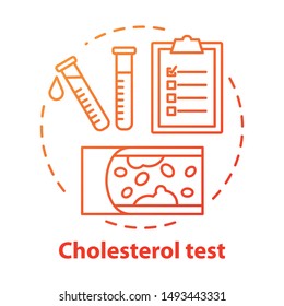 Cholesterol level lab testing concept icon. Checking fat blocked arteries idea thin line illustration. Monitoring atherosclerosis symptoms. Vector isolated outline drawing. Editable stroke