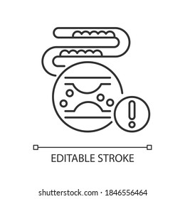 Cholesterol Linear Icon. Cardiac Disease. Problem With Blood Circulation. Block In Artery. Thin Line Customizable Illustration. Contour Symbol. Vector Isolated Outline Drawing. Editable Stroke