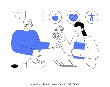 Cholesterol management abstract concept vector illustration. Physician prescribes pills to maintain cholesterol, preventative medicine, decline in deaths from heart disease abstract metaphor.