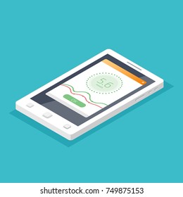 Cholesterol Meter app for smartphone or tablet. Vector isometric illustration.