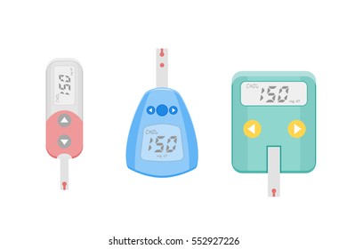 Cholesterol Meter icons. Home glucometer, set vector