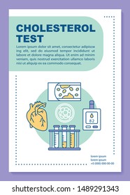 Cholesterol test brochure template layout. Fat blocked arteries. Flyer, booklet, leaflet print design with linear illustrations. Vector page layouts for annual reports, advertising posters