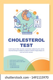 Cholesterol test brochure template layout. Atherosclerosis prevention. Flyer, booklet, leaflet print design with linear illustrations. Vector page layouts for annual reports, advertising posters