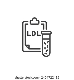 Cholesterol test line icon. linear style sign for mobile concept and web design. Low-density lipoprotein test outline vector icon. Symbol, logo illustration. Vector graphics
