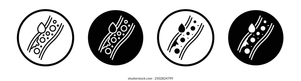 Cholesterol vector icon set black filled and outlined style.