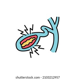 Cholesterosis gallbladder color line icon. Human diseases. Pictogram for web page, mobile app, promo.