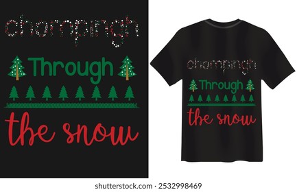 durch den Schnee quasseln. Weihnachts T-Shirt Design.