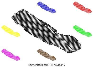 Chongming island (People's Republic of China, PRC) map vector illustration, scribble sketch Chungming map
