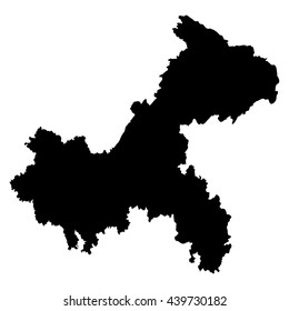 Chongqing black map on white background vector