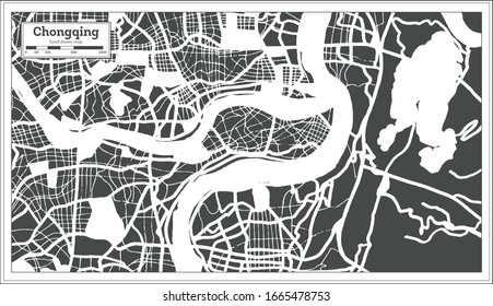 Chongqing China City Map in Retro Style. Outline Map. Vector Illustration.