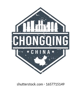 Chongqing, China Travel Stamp Icon. Skyline City Design Tourism Diamond. Vector Illustration Grunge.