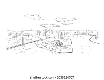 Chongqing CQ China vector sketch city illustration line art sketch