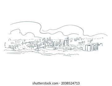 Chongqing CQ China vector sketch city illustration line art sketch