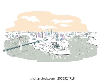 Chongqing CQ China vector sketch city illustration line art sketch