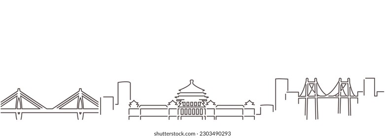 Chongqing Dark Line Simple Minimalist Skyline With White Background