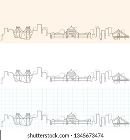 Chongqing Hand Drawn Skyline