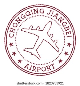 Chongqing Jiangbei Airport stamp. Airport of Chongqing round logo. Vector illustration.