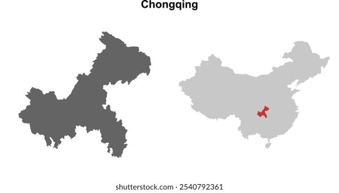 Conjunto de mapas em branco da província de Chongqing