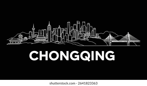 Chongqing Skyline Cityscape Minimalist Icon.