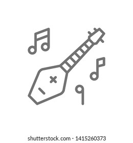 Chonguri, panduri, georgian musical instrument line icon.