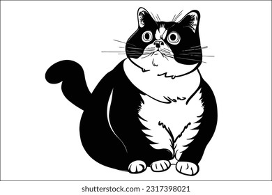 Chonk Cat - Delightful and adorable chonky cat illustration in EPS format. Perfect for capturing the lovable and cuddly charm of chubby cats in designs, logos, and branding