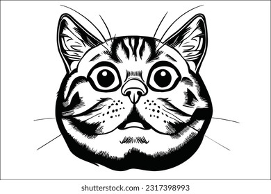 Chonk Cat Head - Playful and endearing chonky cat head illustration in EPS format. Perfect for capturing the adorable and humorous charm of round and fluffy cat faces in designs, logos, and branding