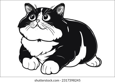 Chonk Cat - Whimsical and chubby feline illustration in EPS format. Ideal for adding a touch of charm and humor to designs, logos, and branding that celebrate the irresistibly plump and lovable nature