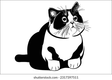 Chonk Cat - Whimsical and chubby cat illustration in EPS format. Perfect for capturing the adorable and humorous charm of round and fluffy cats in designs, logos, and branding