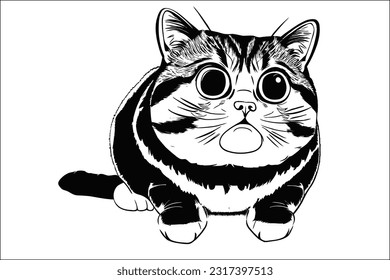 Chonk Cat - Whimsical and chubby cat illustration in EPS format. Perfect for capturing the adorable and humorous charm of round and fluffy cats in designs, logos, and branding