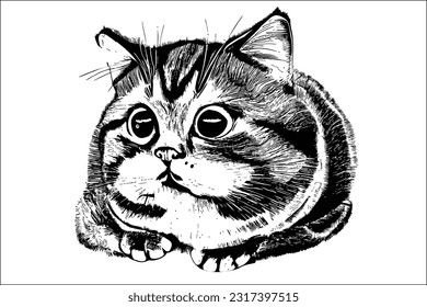 Chonk Cat - Whimsical and chubby cat illustration in EPS format. Perfect for capturing the adorable and humorous charm of round and fluffy cats in designs, logos, and branding