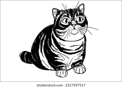 Chonk Cat - Whimsical and chubby cat illustration in EPS format. Perfect for capturing the adorable and humorous charm of round and fluffy cats in designs, logos, and branding