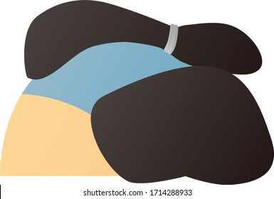 chonmage head isolated vector illustration