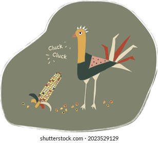 Chook Hen Chicken Corn Cluck Cluck Textile Seamless Pattern Fabric Kids clothing