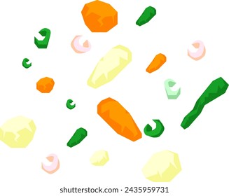 chooped veggies  vector background colro