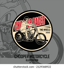 CHOOPER MOTORCYCLE ILLUSTRATION WITH A GRAY BACKGROUND