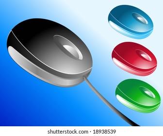 Choose from 4 different colored mouses (black, blue, red, green) One of the mice has a cord and the others are wireless.