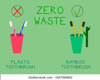 Choose bamboo toothbrush. Zero waste concept.