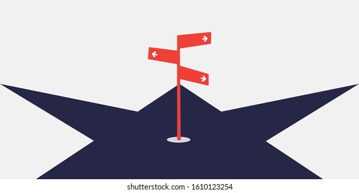 Choose the Best Direction - Business Decision Design Concept with Crossroads and Road Sign - Eps10 Vector Illustration