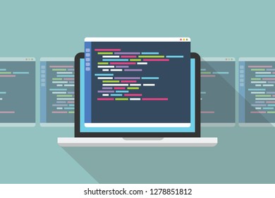 choose best programming language concept with illustration of various kind of code script example - vector