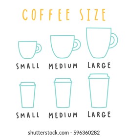 Choose coffee size. Vector hand drawn illustration