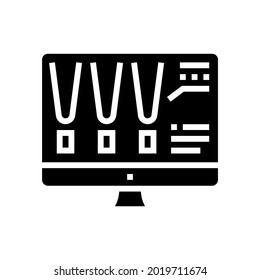 elija iluminación de color en el vector de icono de glifo de pantalla de computadora. elija iluminación de color en el signo de pantalla del ordenador. símbolo de contorno aislado ilustración negra