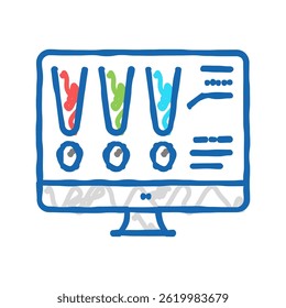choose color lighting on computer screen doodle icon sketch vector. choose color lighting on computer screen sign. isolated symbol illustration