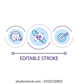 Choose customer focus group loop concept icon. Study audience behaviour. Targeting in telemarketing abstract idea thin line illustration. Isolated outline drawing. Editable stroke. Arial font used